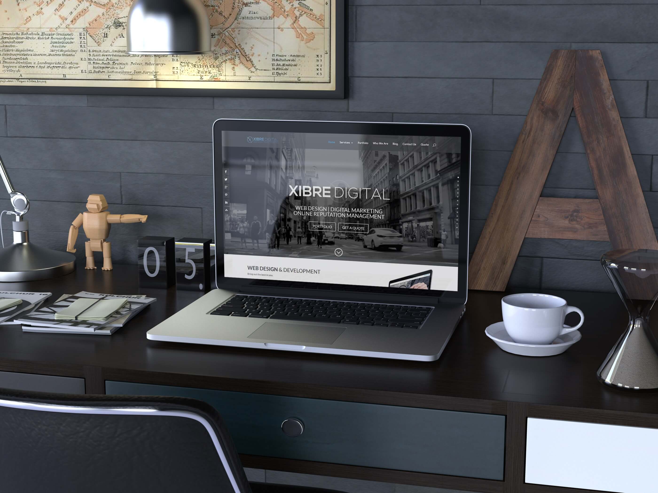 laptop showing Xibre Digital home page